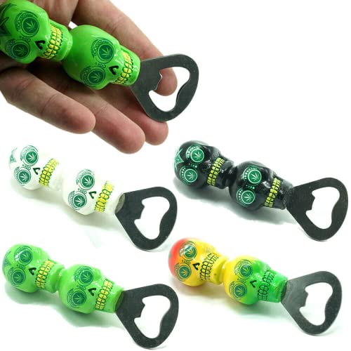 Mexican 3D Porcelain Skull Bottle Cap Opener - Bar Summer BBQ Festival Tequila Day of The Dead (Black)