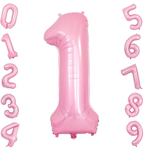 rose 1 ballons hélium Mylar ballons numériques 40 pouces ballon en aluminium fête d'anniversaire et décorations d'anniversaire fournitures