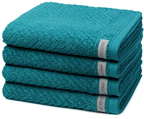 Ross - 4 teiliges Frottier-Set - Smart (4 X Handtuch im Set) - 520 g/m2 - Baumwolle - Frottee - saugstark - weich und flauschig - Smaragdgrün