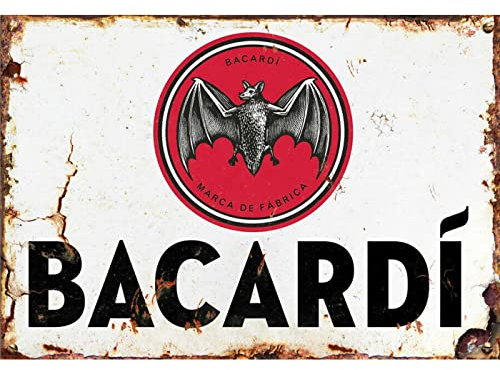 Sawfish® Bacardi Rum Kitchen Wall Decor Metal Sign Retro Vintage Wall Tin Plaque 10x15cm 20x15cm 20x30cm 30x40cm 40x60cm for Pub Shed Bar Office Man Cave Home Bedroom Dining Room Kitchen