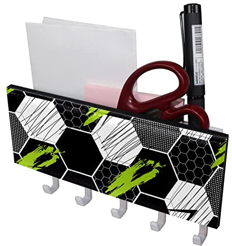 Graffiti Blanc Noir Gris Football 5 Crochets Porte-clés Mural Porte-manteau Porte-lettres Convient pour les zones d'entrée et derrière les portes