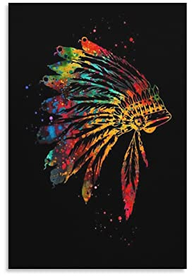 Moderne Kunst Retro Poster Chief Headdress 1 Leinwand Wandkunstdrucke Poster Geschenke Foto Bild Malerei Poster Raumdekoration Heimdekoration 20 x 30 cm