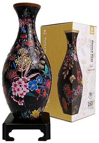 Pintoo 3D Puzzle Blumenvase - Elegant Floral Print [S1031], Zauberhafte Geschenkidee für stilvolle Heimdekoration, 160 Teile