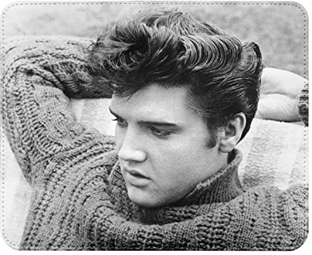 French Unicorn Mauspad in Lederoptik, Motiv Star Promi Elvis Presley Sänger alte Musik Original 10-22 x 18 cm