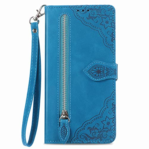 NEXCURIO Handyhülle für Google Pixel 7 5G Hülle Klappbar mit Kartenfäch Ständer Klapphülle Schutzhülle Leder Wallet Flip Case Cover Tasche Handytasche Stoßfeste - Blau