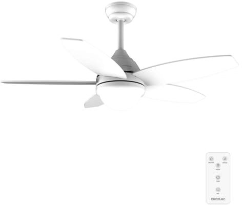 Cecotec Ventilador de Techo con Luz EnergySilence Aero 4200 LightWood. 53W, Diámetro 42”, Luz LED de 15W en 3 Tonos, Mando a distancia, Temporizador seleccionable, 3 Velocidades y 5 Aspas