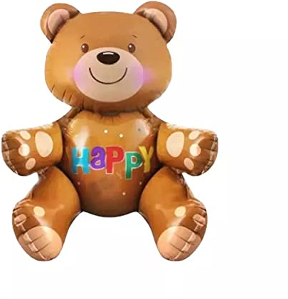 Folienballon Baby Bär 3D, Happy ca. 77 x 70 cm - Party Luftballon Deko Dekoration Kindergeburtstag Helium Heliumballon XXL Ballon Geburt Geburtstag Baby Girl boy Mädchen Junge Babyparty Teddy