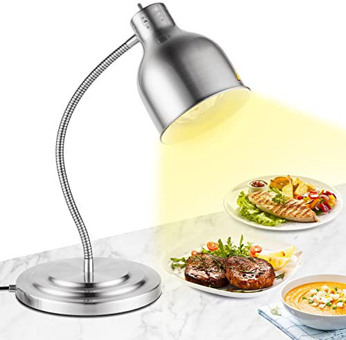 YJINGRUI Free Standing Food Warming Lamp 250W Silver Buffet Food Heating Lamp with Hose Stretchable up to 70cm for Buffet Kitchen Restaurant (Single Bulb)