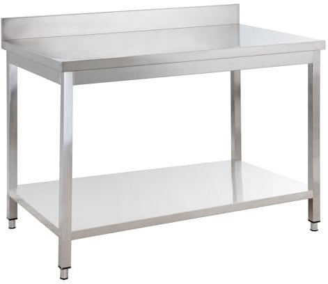 GastroHero Edelstahl Arbeitstisch I Arbeitstisch 100x70 cm mit Grundboden und Aufkantung I Edelstahltisch für Gastronomie I Gasto Tisch AISI 201