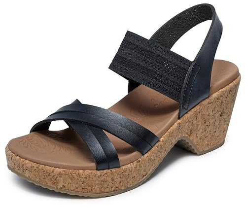 Skechers Women's BRYSTOL - NIGHT SKIES heel sandal, Black 9 M