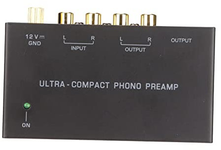 Préampli Phono Platine Vinyle, PP400 100-240V Noir Amplificateur Phonographe Stéréo avec Bouton de Commande Indépendant pour Tourne-Disque (Prise UE)