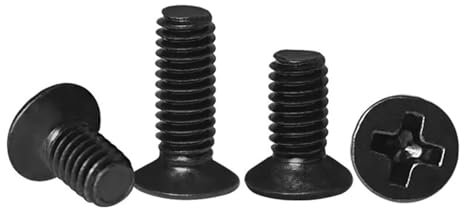 BUUV 50/100 Stück M1 M1,2 M1,4 M1,6 M1,7 M2 M2,5 Mini kleine Schwarze Stahlkreuz-Kreuz-Flachkopf-Senkkopfschraube (Color : 7mm, Size : M2.0 (50pcs))