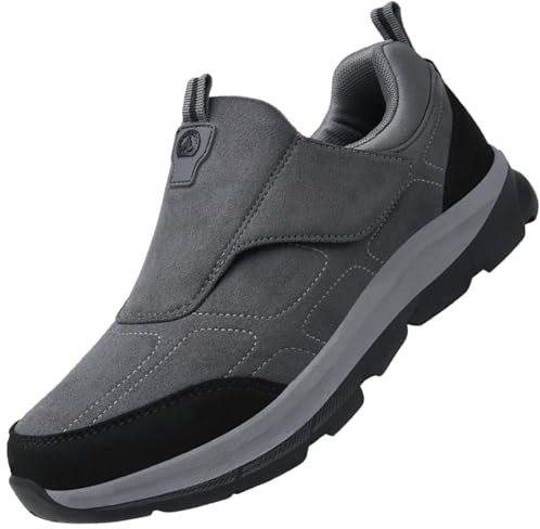 Aocase Chaussure pour Pied Gonflé, Sandales Pied Large Chaussures Orthopédiques Homme Chaussures OrthopéDiques Femme Basket Sneakers sans Lacet,Men Gray,43/265mm