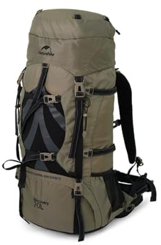 Naturehike 70+5L Leichter Wanderrucksack, reißfeste Stoffe, leichtes CR-Tragesystem, bequeme Gewichtsbelastung, Braun, standard, Ultraleichter Wanderrucksack