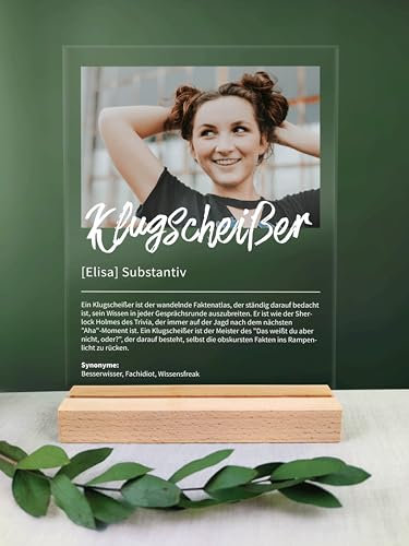 Klugscheißer Geschenk Personalisiert - Acryl Definition - Lustige Geschenke für Männer, Frauen und Mädchen