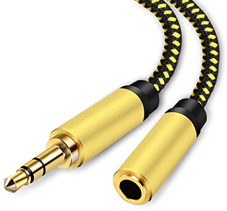 Pkdjfls Kopfhörer-Verlängerungskabel 3.5mm Aux-Verlängerung Nylon geflochtenes Klinkenkabel Stecker auf Buchse für Kopfhörer, Auto, MP3-Player (2m/6Feet)