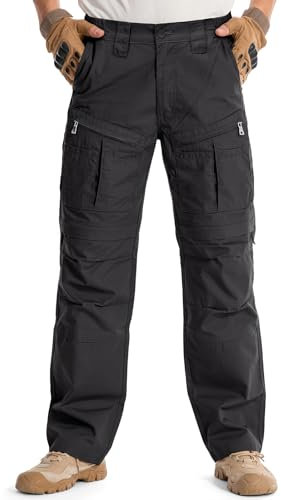 IGOLUMON Cargohose Herren Hosen Herren für Outdoor Mehrere Taschen Cargo Arbeitshose Männer Outdoorhose für Cargo Wandern Militär Taktische 36W*32L Schwarz