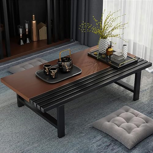 HIARAN Japanischer Bodentisch, Couchtisch aus Holz, Teetisch, niedriger Tisch zum Sitzen auf dem Boden, Vintage Kotatsu Tisch, Esstisch, Tatami-Tisch, Altar-Bodentisch, Meditationstisch Lucky Star