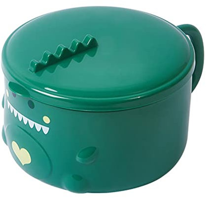 Theaque Instant Nudelschalen mit Deckel, Cartoon Dinosaurier Nudelschale Edelstahl Ramenschüssel Suppenschüssel Müslischale Nudelschale für Geburtstagsfeier (Grün)