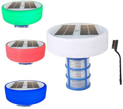 Jorzer Ionizador para Piscina Ionizador Solar para Piscinas Reduce el Cloro Ionizador de Piscina de Cobre con luz RGB Elimina Las Algas Mantiene la Piscina más Limpia y Clara Ionizador Solar