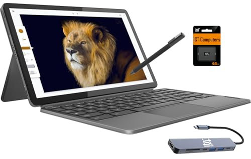 Lenovo Chromebook Duet 3 2 en 1 Tablet Laptop con teclado desmontable (pantalla táctil QHD de 11 pulgadas, CPU Qualcomm de 8 núcleos, 4 GB de RAM, 128 GB (64 GB eMMC + tarjeta SD de 64 GB)) USI Pen