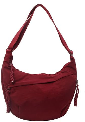 YiYunTE Borsa a Tracolla Impermeabile in Nylon - Borsa Marsupio Mezza Luna per Uomo e Donna, Hobo da Università, Porta Cellulare Nera