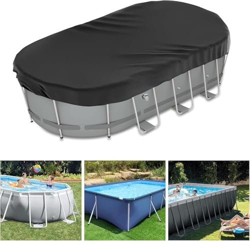 Neuradical 9×18 Ft Oval Pool Covers for Above Ground Pools, Oval Pool Covers for Rectangular Frame Pools, Swimming Pool Cover Ideal for Outdoor Waterproof, Weatherproof and Dustproof