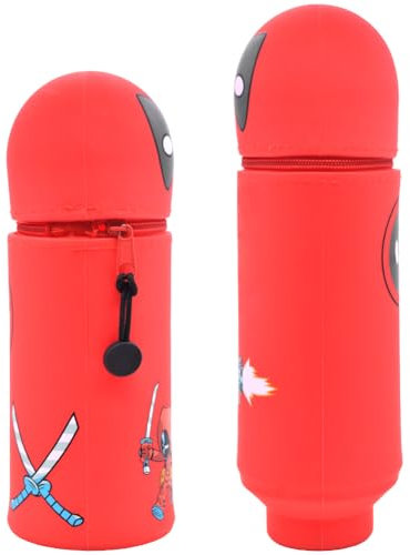 GDFJBG 2-in-1 Weiche Silikontasche, Cartoon Federmäppchen - Rote Federtasche Anime aus weichem Silikon für Stifte Federmappe und Stiftehalter, Mäppchen Tiere, Schlampermäppchen