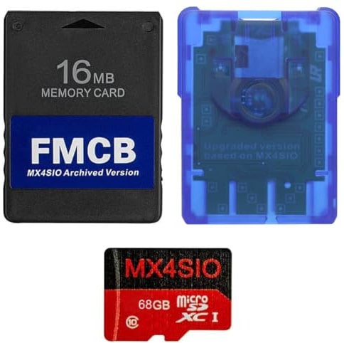 PS2 Memory FMCB Card with MX4SIO 64GB TF Card for All PS2 Version-Plug and Play