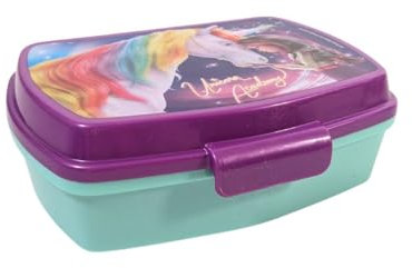 My sweety pop - Scatola per merenda unicorno - pranzo box - per bambini - asilo - scuola - vacanze - pasto - 17 cm - idea regalo - viola/blu