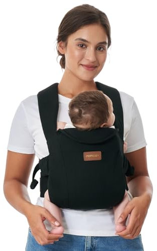 Momcozy Babytrage Neugeborene ab Geburt | Ergonomische Tragehilfe mit Nackenstütze | Leicht & sicher (3.5-11 kg),Schwarz