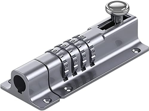 KRXSOBNV, Serratura con chiavistello Scorrevole con Combinazione di Password a 4 cifre, for Porta, Camera da Letto e armadi, Serratura della Porta ，Lucchetti a Combinazione(Streamer Silver)
