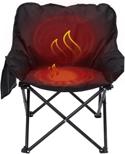 Beheizter Campingstuhl USB Beheizter Tragbarer Campingstuhl Individuell Beheizte Rückenlehne Und Sitz Moon Campingstuhl Tragbarer Outdoor-campingstuhl Für Den Garten, Black