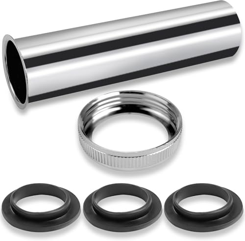 120mm Langer Tauchrohr Siphon G1-1/4, Verlängerung Rohr, Abflussrohr Waschbecken, Universal Tauchrohr, für Siphon, Waschbecken Rohr Abfluss Verlängerung, mit 2 Stk Dichtungsgummischeiben