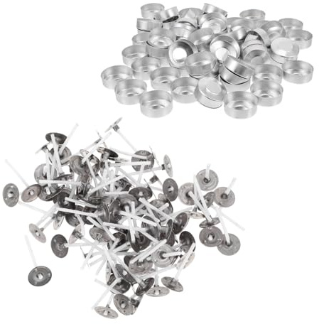 EPIGEIST 100 Sets Aluminum Tea Light Cups with Wicks Empty DIY Candle Making Supplies Multipurpose Tea Light Bases for Wedding Crafts and Storage