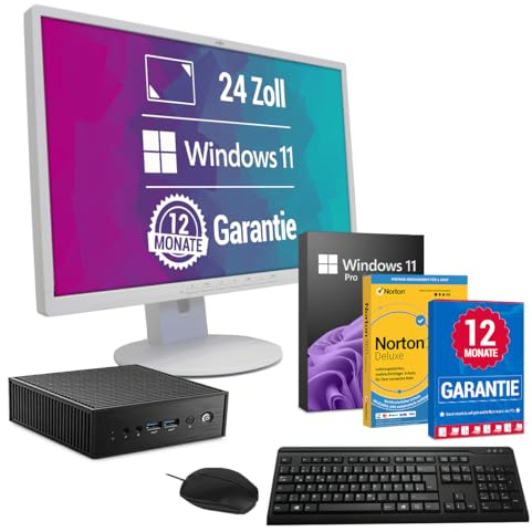 All-in-One Paket - Komplett Mini PC - Intel Core i5 Computer ■8 GB DDR4 RAM ■256 GB SSD Speicher ■Windows 11 Pro ►24 Zoll HD+ Monitor ►USB Maus & Tastatur ►WiFi & Bluetooth