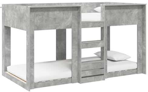 vidaXL Etagenbett für Kinder Beton Grau 80 x 200 cm Holzwerkstoff, Moderner, rechteckiger Etagenbett-Rahmen, stylische Möbel für Kids, platzsparend und kompakt