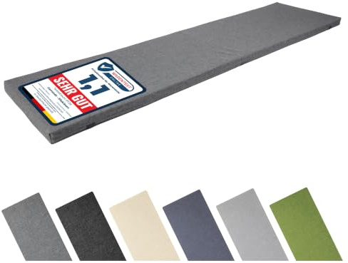 Garronda Bankauflage Outdoor Gartenbank Auflage 160x40 Graphit GD-0220 | Dicke: ca. 4 cm, Wasserabweisend, UV-beständig, mit Bändern, als Sitzkissen für Hollywoodschaukel und Gartenmöbel