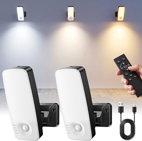 Draome 2 Stück Außenlampe mit Bewegungsmelder, 10000mAh Akku Außenleuchte, IP65 Außenwandleuchten, 3 Modi, 3 einstellbare Lichtfarben, Fernbedienung, Außenlampe für Veranda, Garage,Hof und Garten