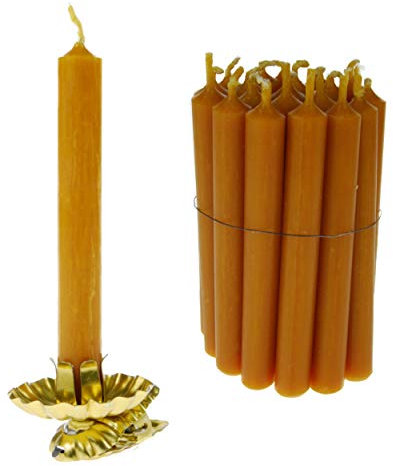 Baumkerzenhalter 20 Clips in Zapfenform in Gold mit 40 Kerzen in naturgelb