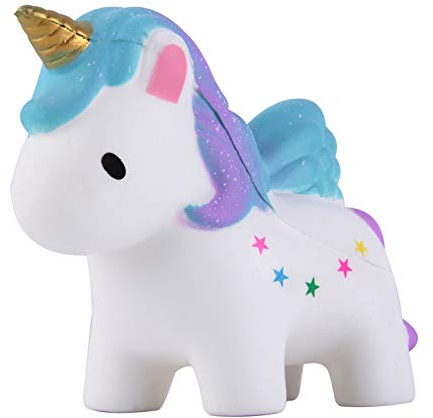 ANBOOR Squishies Einhorn Pferd Pegasus mit Flügel Langsam Steigend Squeeze Spielzeug Antistress Squishies Süße Tiere Slow Rising Spielzeug für Kinder Erwachsene (Stern, 13,5*5*11,5cm, 1 Stück)