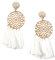 Happiness Boutique Damen Statement Ohrringe mit Quasten in Weiß | Quastenohrringe Mandala Design in Goldfarbe