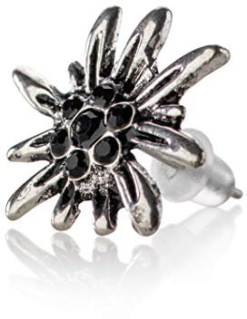 Ohrstecker Edelweiss - Trachten Ohrringe Dirndl & Lederhose (Schwarz)