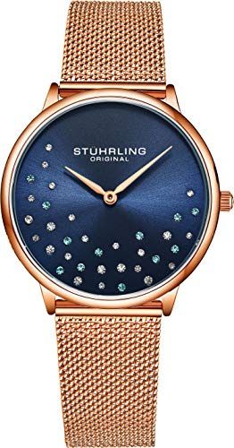 Stuhrling Original Womens Watch Krystal Analog Watch Dial, Stainless Steel Mesh Bracelet 3928 Watches for Women Collection