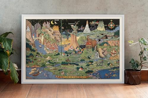 Historic Pictoric Landkarte The Land of Make Believe Herausgegeben von Jaro Hess 1930, 1930, Vintage-Wandkunst: 61 x 40,6 cm