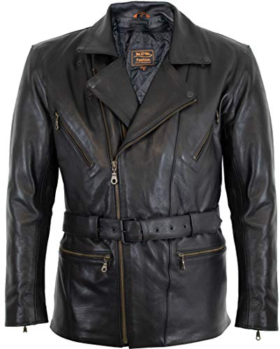 MDM Herren Motorrad Lederjacke, Etwas Länger, Chopper Biker Jacke (Gr. 4XL)