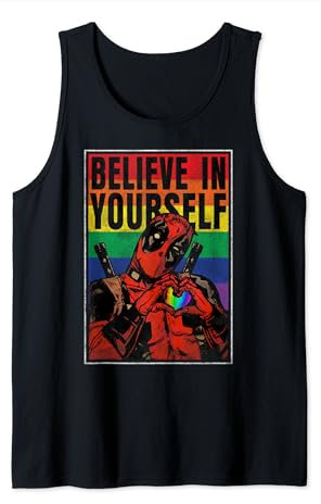 Marvel Deadpool Pride Believe In Yourself Rainbow Poster Tank Top