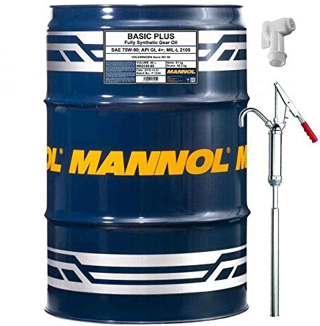 60L MANNOL Getriebeöl Basic Plus 75W-90 API GL 4+ Gear Oil inkl. Auslaufhahn & Handpumpe SAE MIL-L 2105 501.50