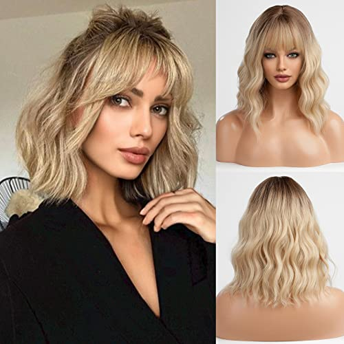 HAIRCUBE Kurze Charming Bob mit Bangs Perücken für Frau Natur Hitzebeständige Synthetische Faser Party/Cosplay/Kostüm/Tägliche Perücke (dunkelgrün)