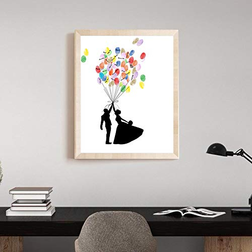 Fishlor 6 Couleurs boîte de Tampon encreur Arbre d'empreintes digitales Arbre Preuve de Perforation Empreinte Digitale Livre d'or Bricolage Mariage invité Connexion décoration